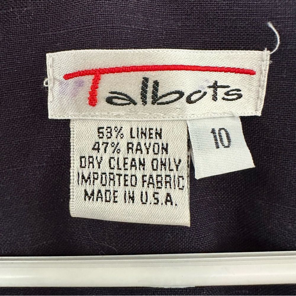 Talbots Linen Blend Button Up Sleeveless Shift Dress Women’s 10 Vintage Navy - Picture 4 of 8